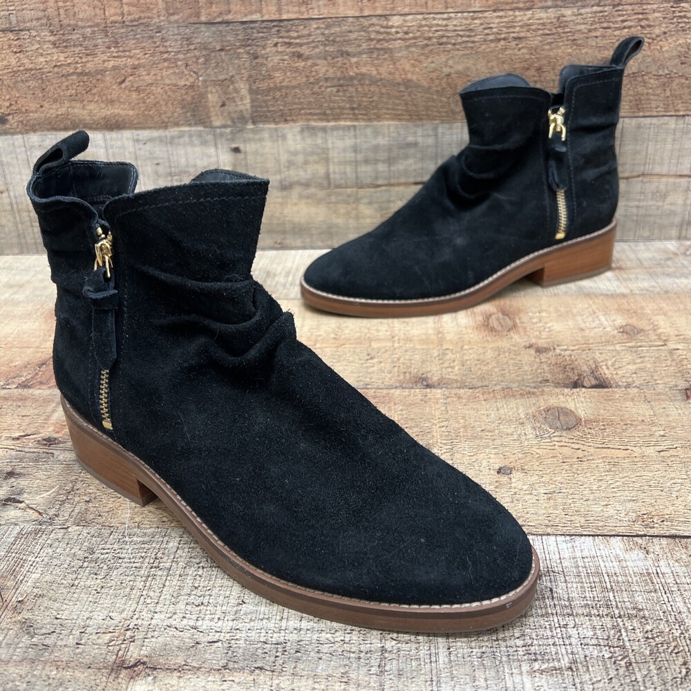 Cole Grand 360 Womens Black Suede Double Side Zip Ankle Booties Size 9 B